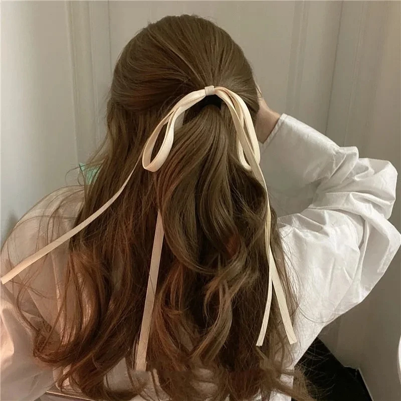 Top Trends: Lystrfac Sweet Long Ribbon Bow Knot Hairband Scrunchies For Women Girls Hair Bow Elastic Headband Female Hair Accessories Shoppable Styles