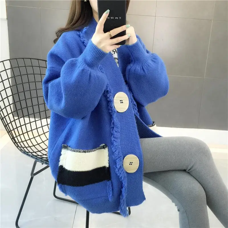 Top Trends: Spring And Autumn New 2023 Korean Fashion Cardigan Sweater Women's Loose Mid Length Slouchy Style Knitwear Coat Shoppable Styles - Image 4