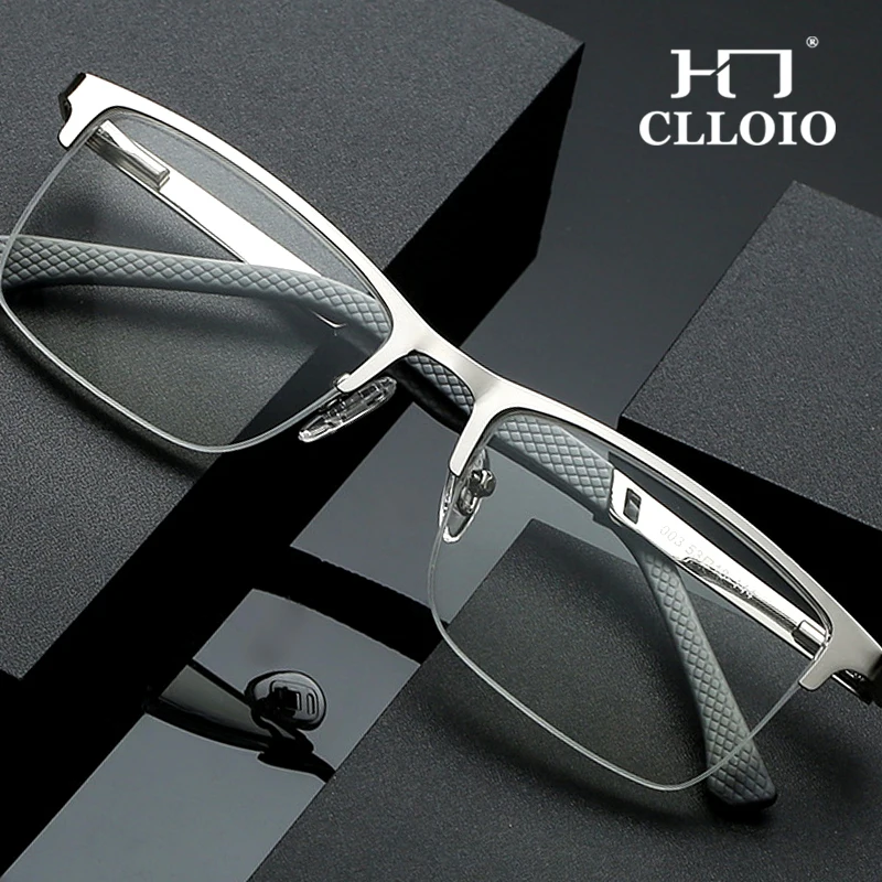 Top Trends: CLLOIO New Progressive Multifocus Reading Glasses Men Business Anti Blue Light Presbyopic Glasses Spring Hinge Diopters Eyewear Shoppable Styles