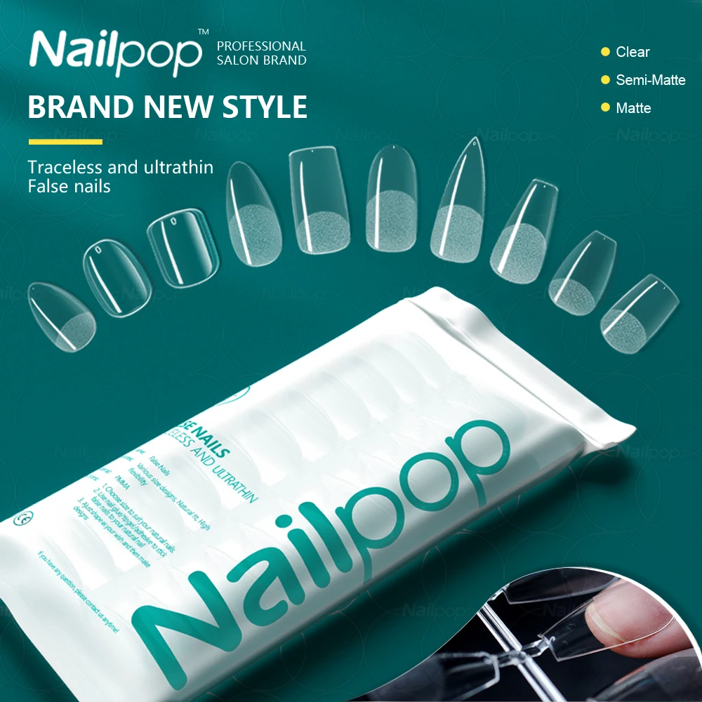 Top Trends: Nailpop 120pcs Nail Tips For Brand New Full Cover Acyclic Press On False Nails Short Almond Coffin Semi-Matt Nail Art Supplies Shoppable Styles