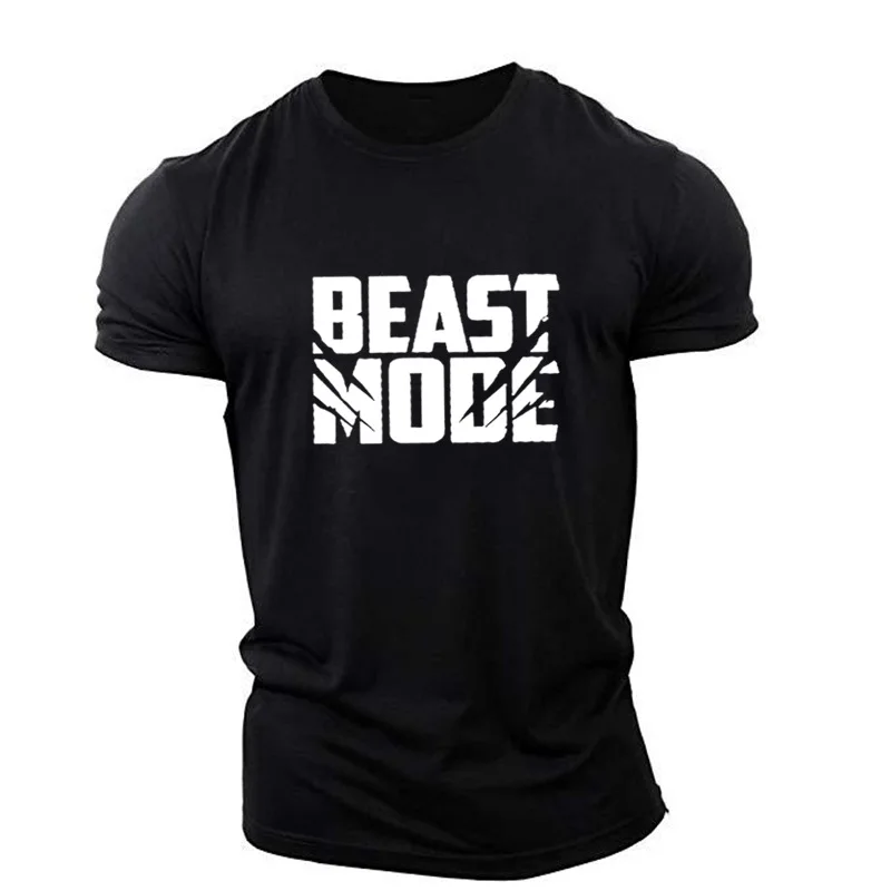 Top Trends: Beast Mode Letter English Element Printed Casual T-shirts Summer Short Sleeve Workout Sports Gym Men&#039;s T Shirts Big Size 6XL Top Shoppable Styles