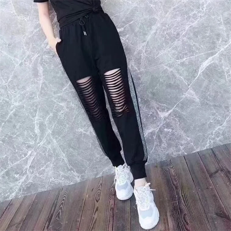 Top Trends: Women Summer Trendy Hollow Bright Silk Casual Streetwear Harem Pants Female Black Loose Sports Joggers Sweatpants Y2K Pantalones Shoppable Styles - Image 5