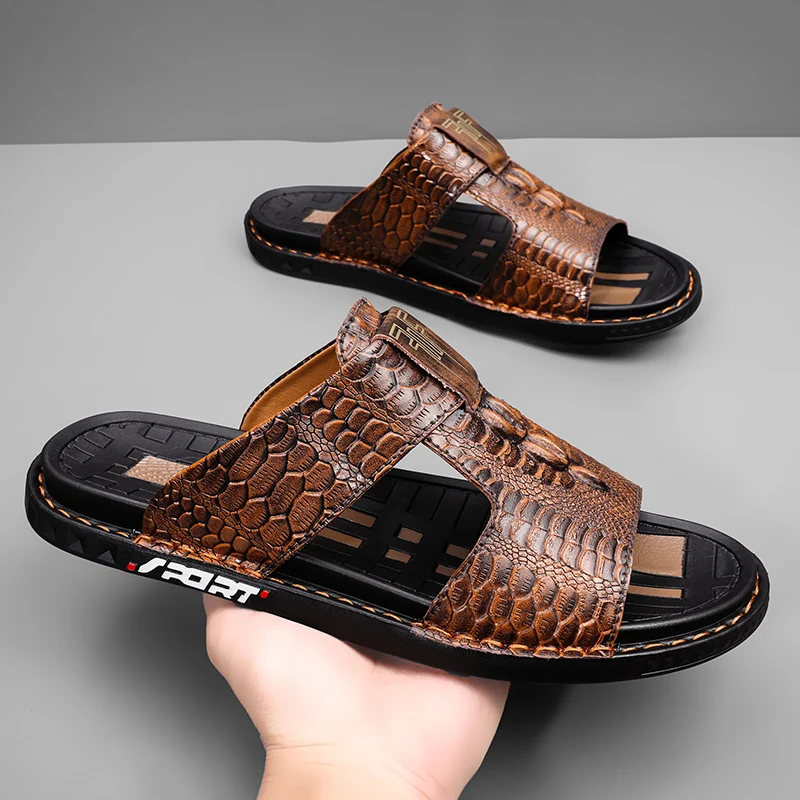 Top Trends: Men Slippers Summer New Style Men&#039;s Beach Sandals Leather Soft Bottom Leisure Men Shoes Sandals Zandalias Para Hombre Verano Shoppable Styles