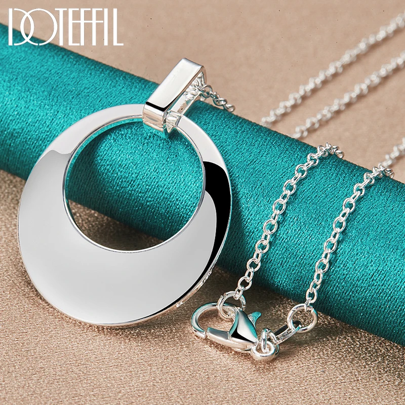 Top Trends: DOTEFFIL 925 Sterling Silver Sickle Pendant Necklace 16 / 18 / 20 / 22 / 24 / 26 / 30 Inch Chain For Woman Man Charm Fine Jewelry Shoppable Styles