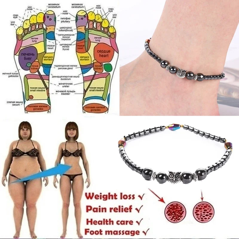 Top Trends: Weight Loss Magnet Anklets For Women Men Owl Animals Stone Magnetic Therapy Bracelets Anklet Pain Relief Slimming Health Jewelry Shoppable Styles