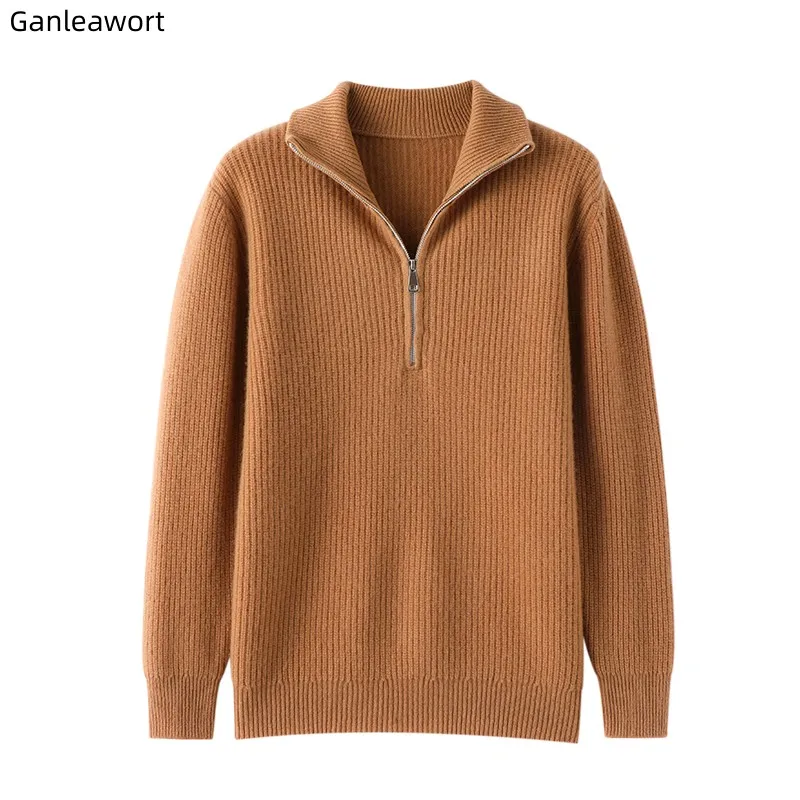 Top Trends: Men's Sweater Autumn And Winter New Pullover With Half-Height Zipper Neck To Keep Warm And Thick Cashmere Sweater Underlay Trend Shoppable Styles