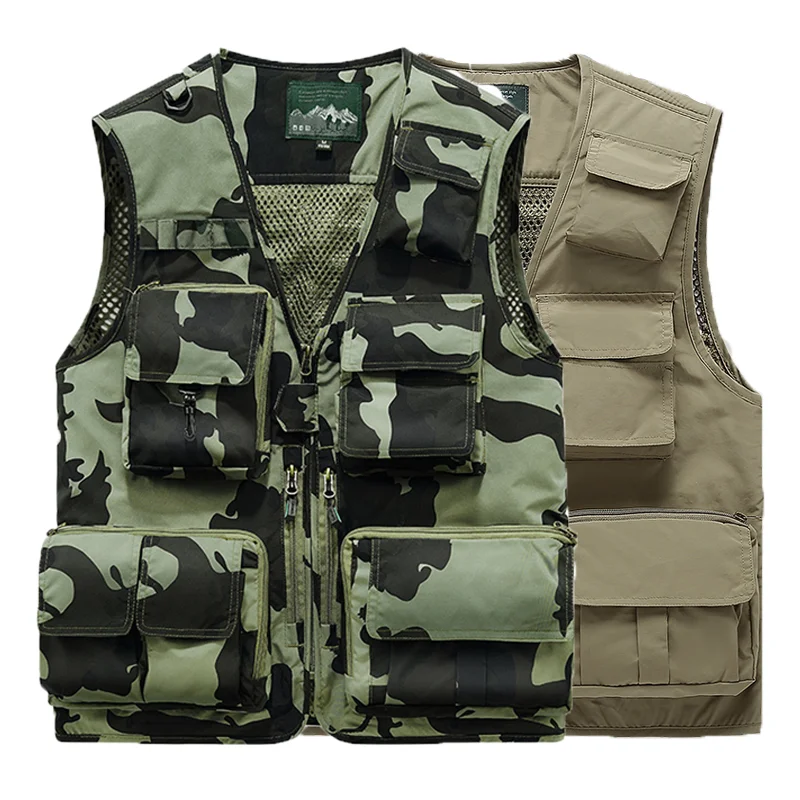 Top Trends: 7XL Multi-Pocket Functional Waterproof Fishing Vest Camouflage Military Tactical Hunting Photographer Climbing Hiking Cargo Vest Shoppable Styles