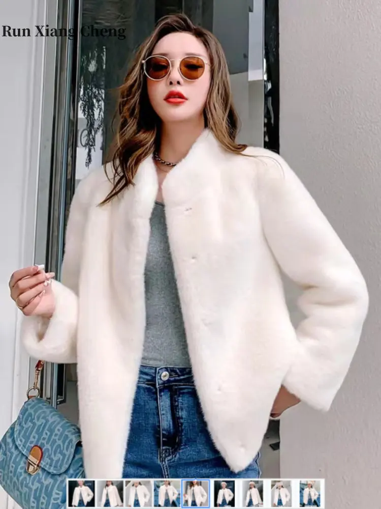 Top Trends: 2023 Winter Casual Short Fur Coat Faux Fur &amp; Mixed Fur High Street Leisure Style Purity Medium Length Warm Coat Shoppable Styles