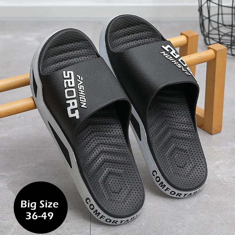 Top Trends: Big Size 48 49 Men Outside Slippers Summer Beach Sandals Thick Sole Non-slip Slides Fashion Slides Indoor Casual Bathroom Shoes Shoppable Styles