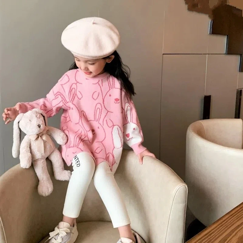 Top Trends: Kids Cute Rabbit Knit Sweaters For Girls Irregular O Neck Christmas Pullover Sweater Coat Toddler Baby Long Sleeve Sweaters 6 8 Shoppable Styles - Image 3