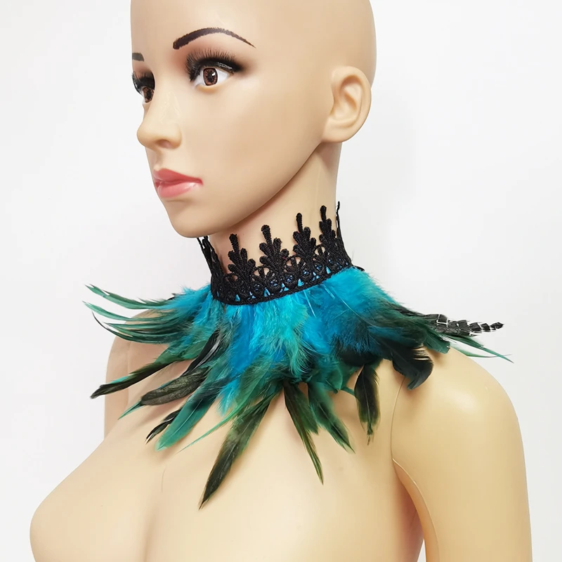 Top Trends: Lace Feather Fake Collar Victorian Gothic Natural Feather Choker Neck Wrap Collar Feather Cuffs Cosplay Party Stage Performance Shoppable Styles - Image 4