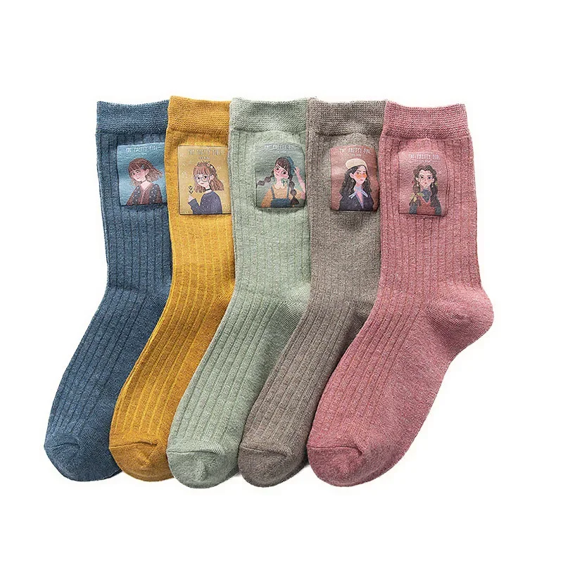 Top Trends: Cotton Women Long Socks Spring Autumn Breathable Deodorant New Cute Cartoon Fashion Brief Wild Trend Motion Cotton Socks Women Shoppable Styles - Image 6