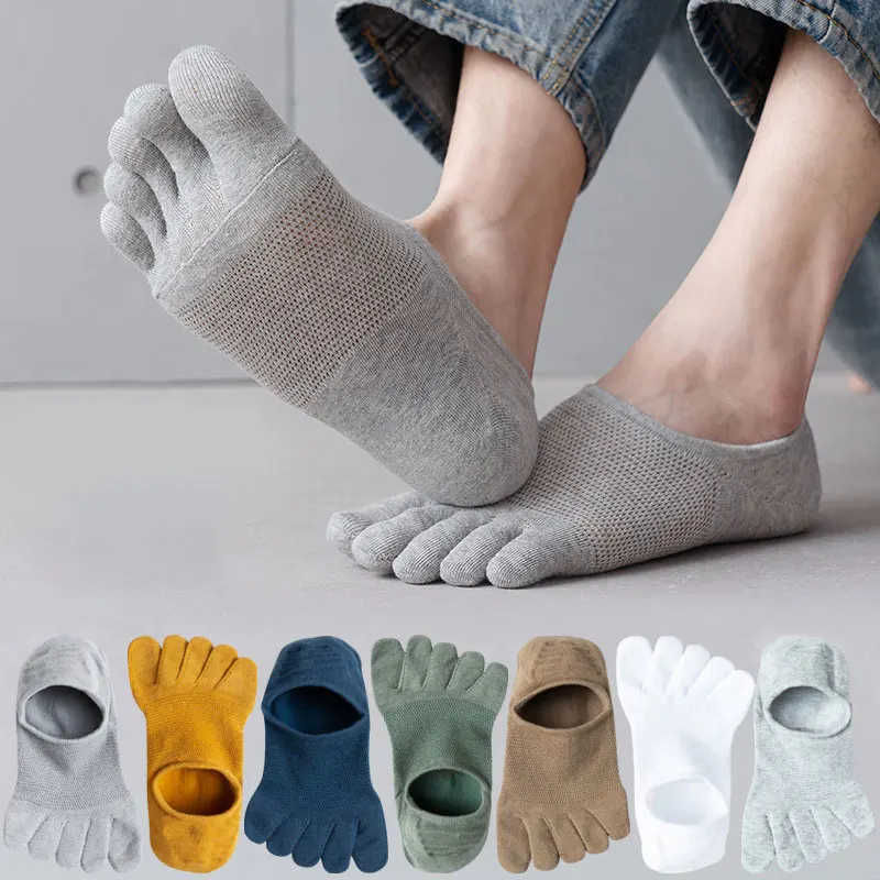 Top Trends: 2023 New Summer Men Five Finger Socks Cotton Fashion Toe Invisible Nonslip Ankle Breathable Anti-skid Boat Socks Women 1 Pair Shoppable Styles