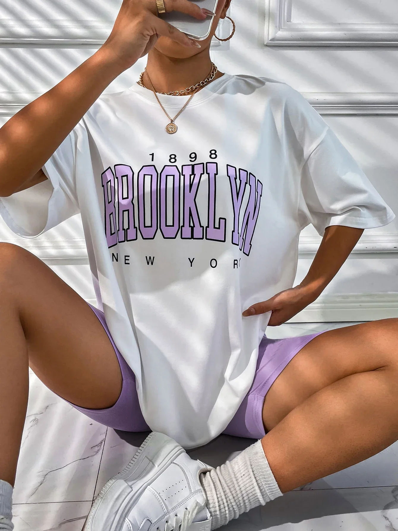 Top Trends: Summer Women T Shirt 1898 Brooklyn York Letter Print Tops Tee Black Female T-shirt 90s Graphic Tee Female Cute Tops Y2k Tee Shoppable Styles