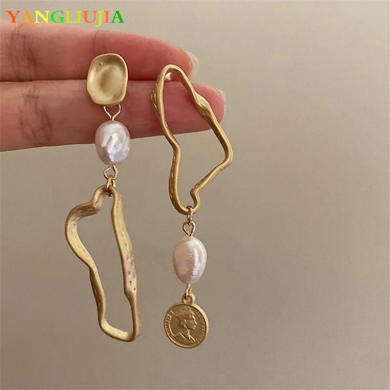 Top Trends: Asymmetric Long Baroque Pearl Earrings French Style Retro Fashion Temperament Luxury Jewelry Woman Party Accessories Shoppable Styles