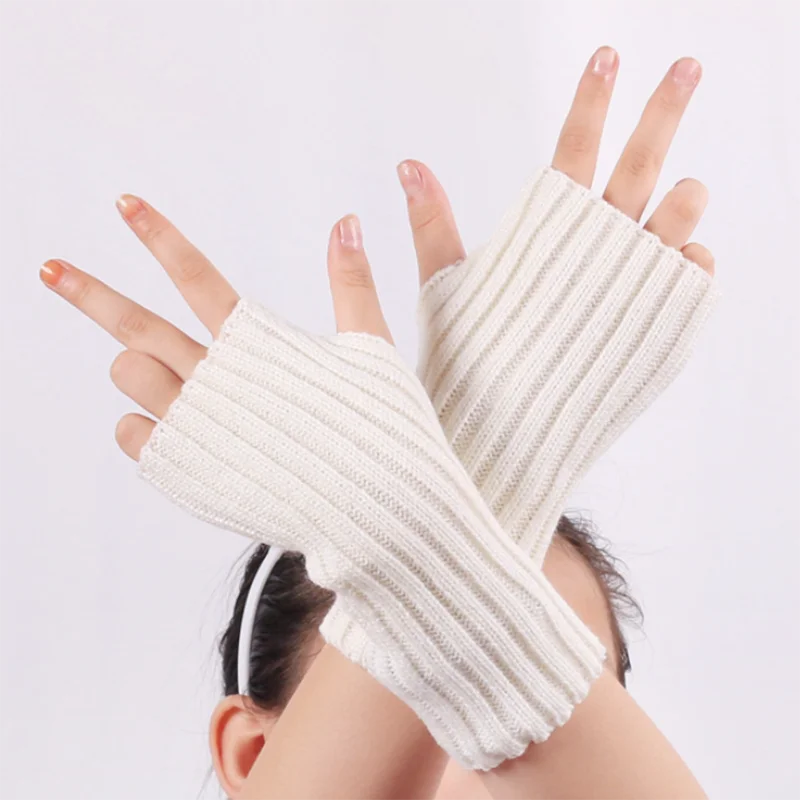 Top Trends: Wrist Long Fingerless Gloves Women‘s Mitten Winter Arm Warmer Knitted Arm Sleeve Fine Casual Soft Girl Goth Punk Gothic Glove Shoppable Styles