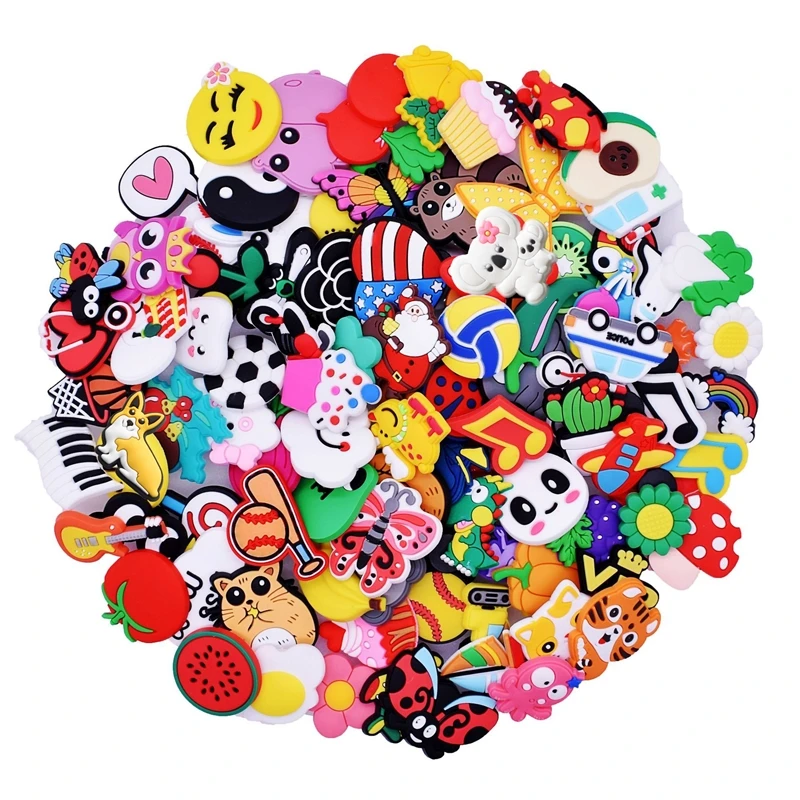 Top Trends: Bulk Sale 10-900 Random PVC Shoes Charms For Crocs Accessorie DIY Badge Women Clogs Buckle Kids Pins Decoration Jeans X-mas Gift Shoppable Styles