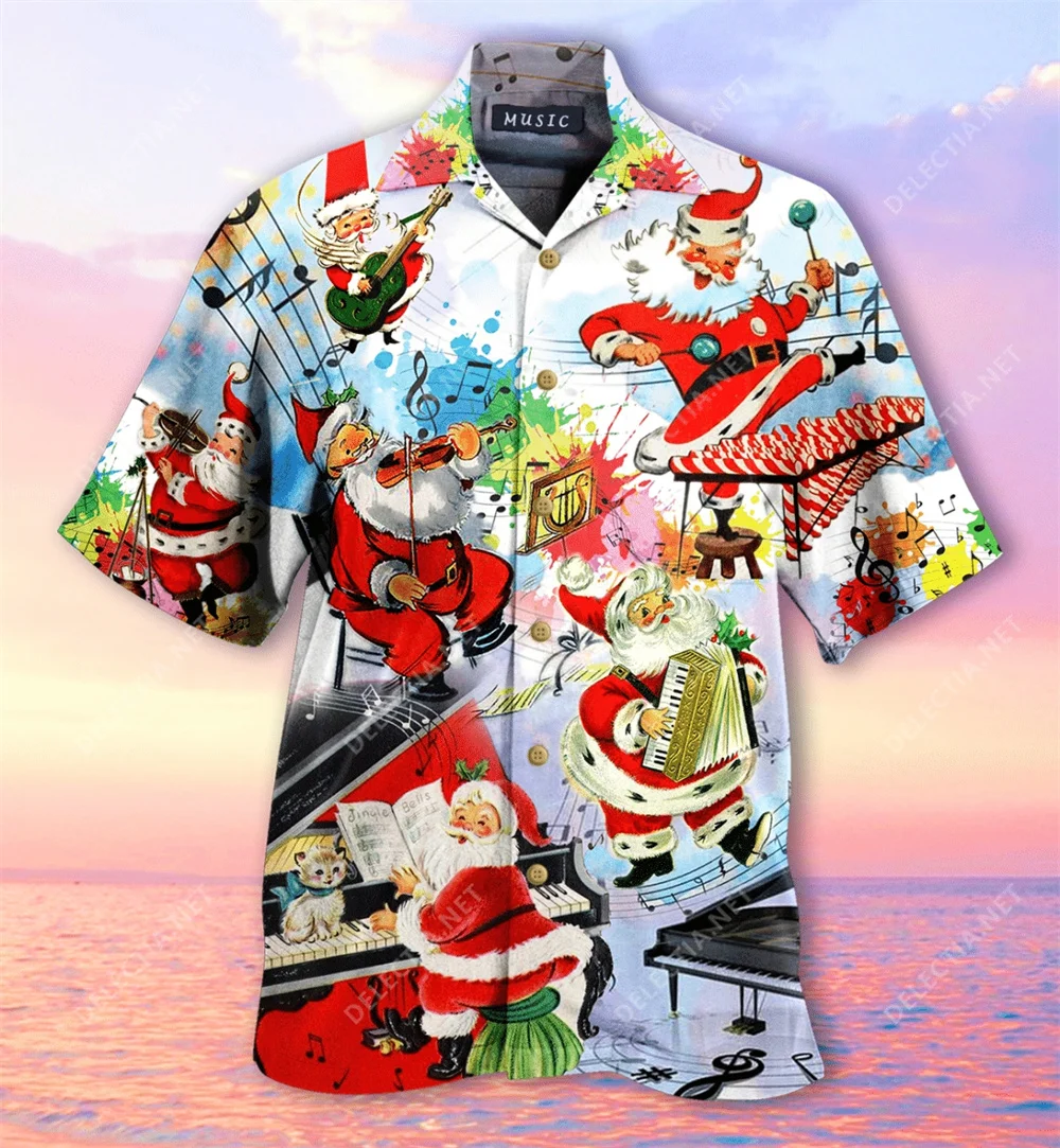 Top Trends: 2024 Hawaiian Christmas Santa Claus Snowman Shirts For Men 3d Printed Skull Tops Short Sleeve Cuban Summer Holidays Clothing Shoppable Styles