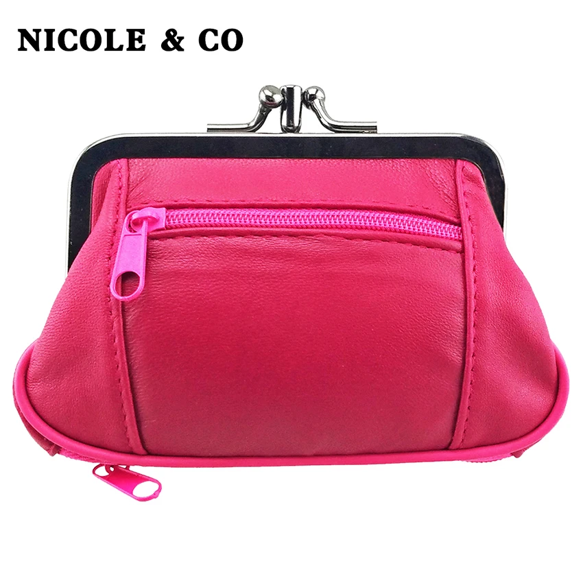 Top Trends: NICOLE &amp; CO Original New Women Mini Coin Purse Female Genuine Leather Sheepskin Metal Hasp Change Bag Card Zipper Small Wallet Shoppable Styles