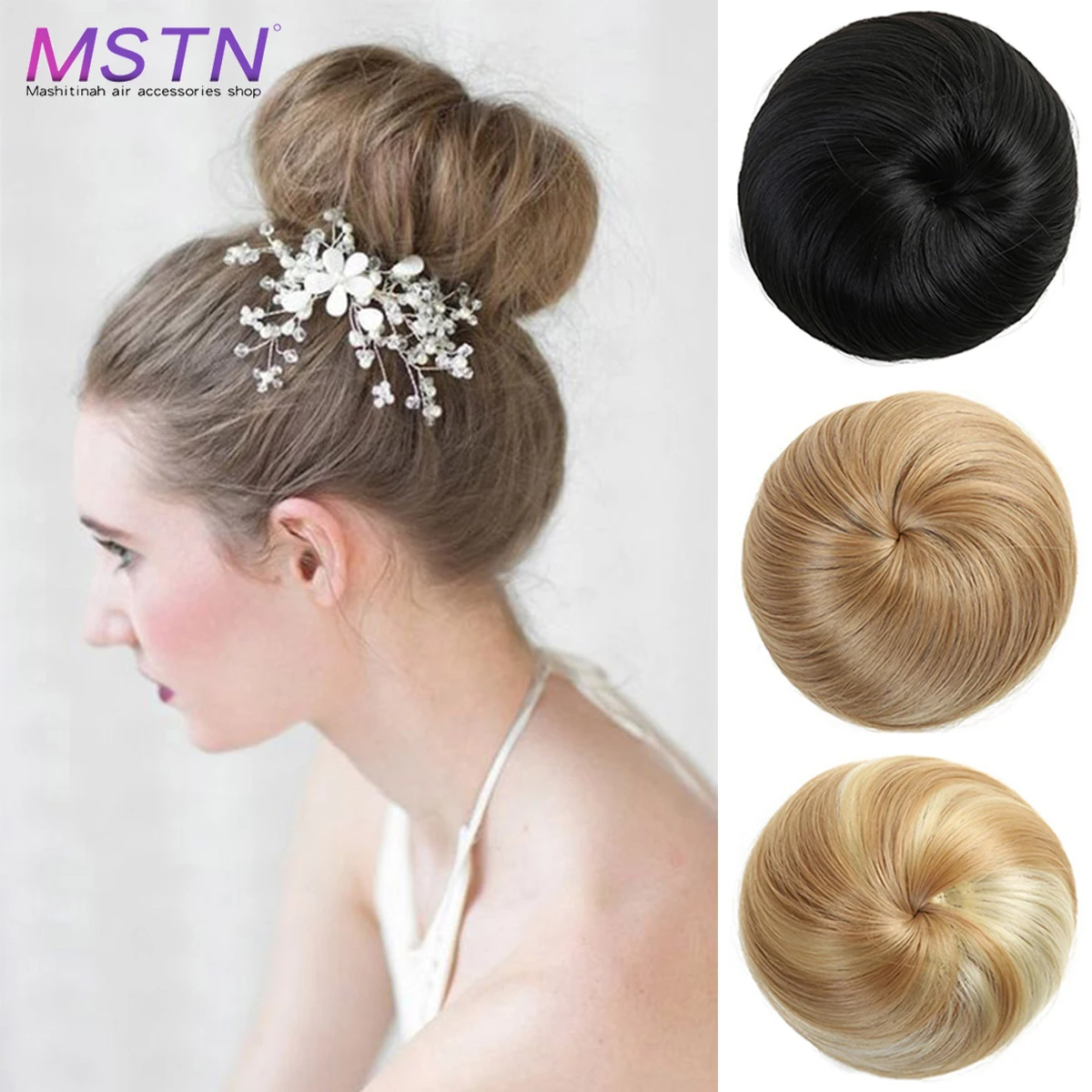 Top Trends: MSTN Synthetic Color Donut Roller Elastic Blonde Bun Hair Chignon Synthetic Donut Roller Hairpieces Wrap For Hair Bun Chignon Shoppable Styles