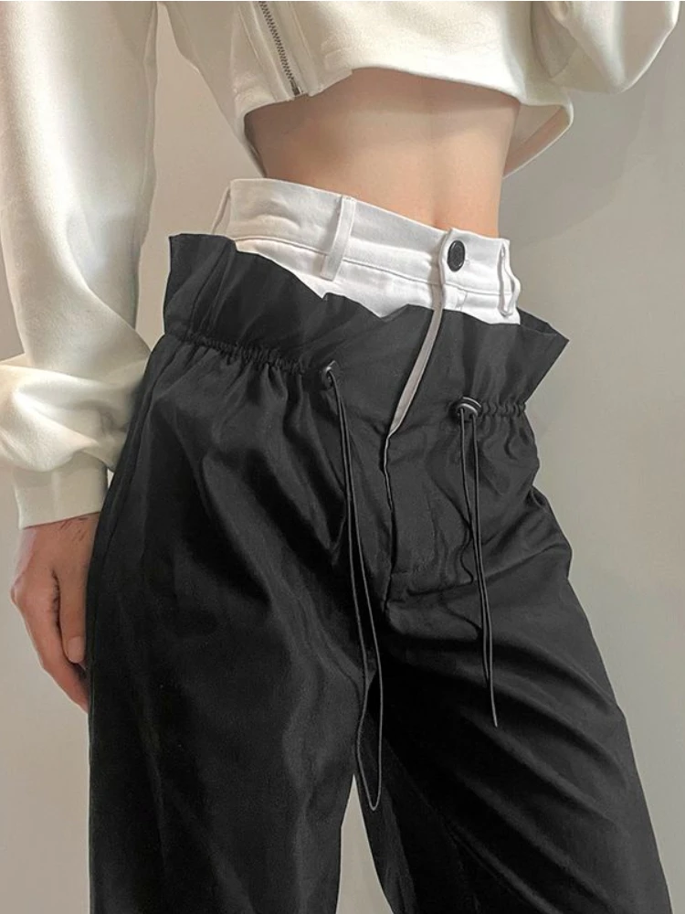 Top Trends: Deeptown Streetwear High Waist Straight Trousers Women Harajuku Hip Hop Patchwork Wide Leg Cargo Pants Fashion Casual Sweatpants Shoppable Styles