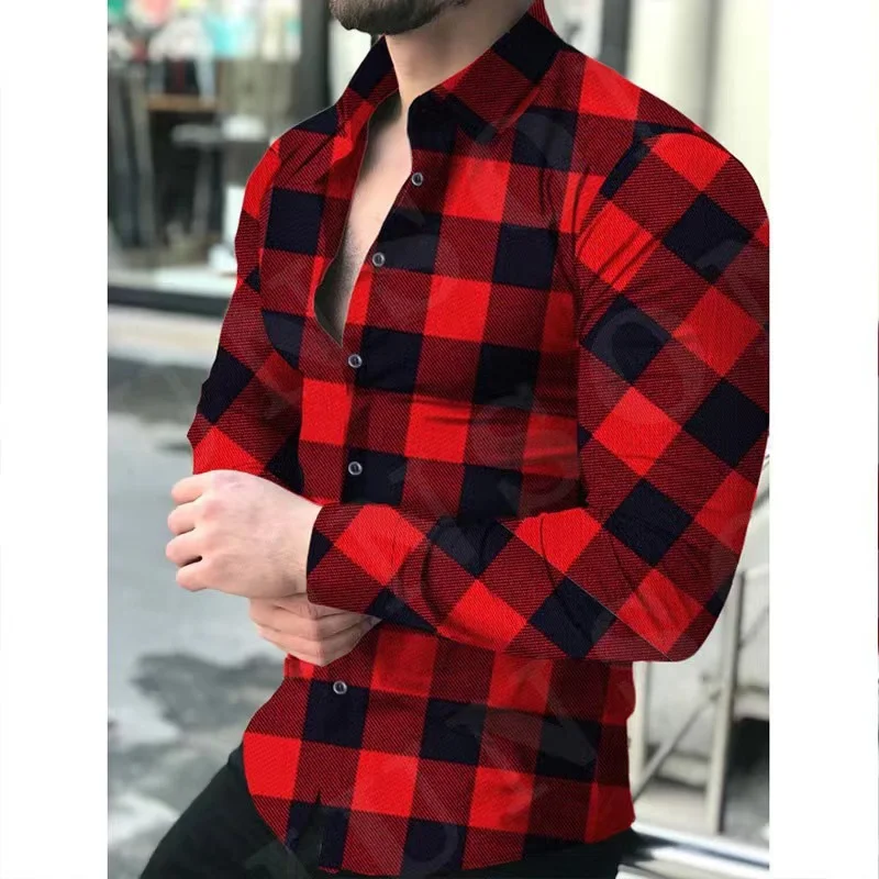 Top Trends: Men's Shirt Top Plaid Stripe Color Red Yellow 2023 New Best Selling Fashion Casual Simple Spring Summer 6XL Shoppable Styles