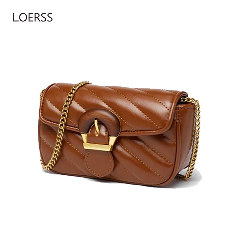 Top Trends: LOERSS Mini Chain Crossbody Bag For Women Light Luxury Fashion Shoulder Bags Embroidery Thread New Trendy Design Handbags Shoppable Styles