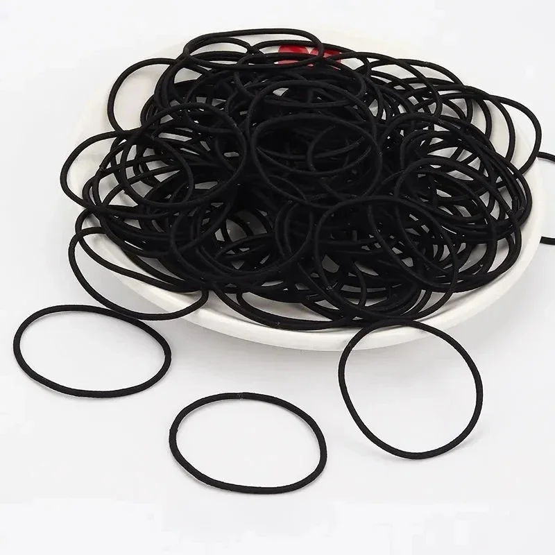 Top Trends: New 50 / 100Pcs Black Thick Snag Free Endless Hair Elastics Hairbands Ponytail Hair Ties Polyester Good Pon Elasticity Solid Color Shoppable Styles - Image 3