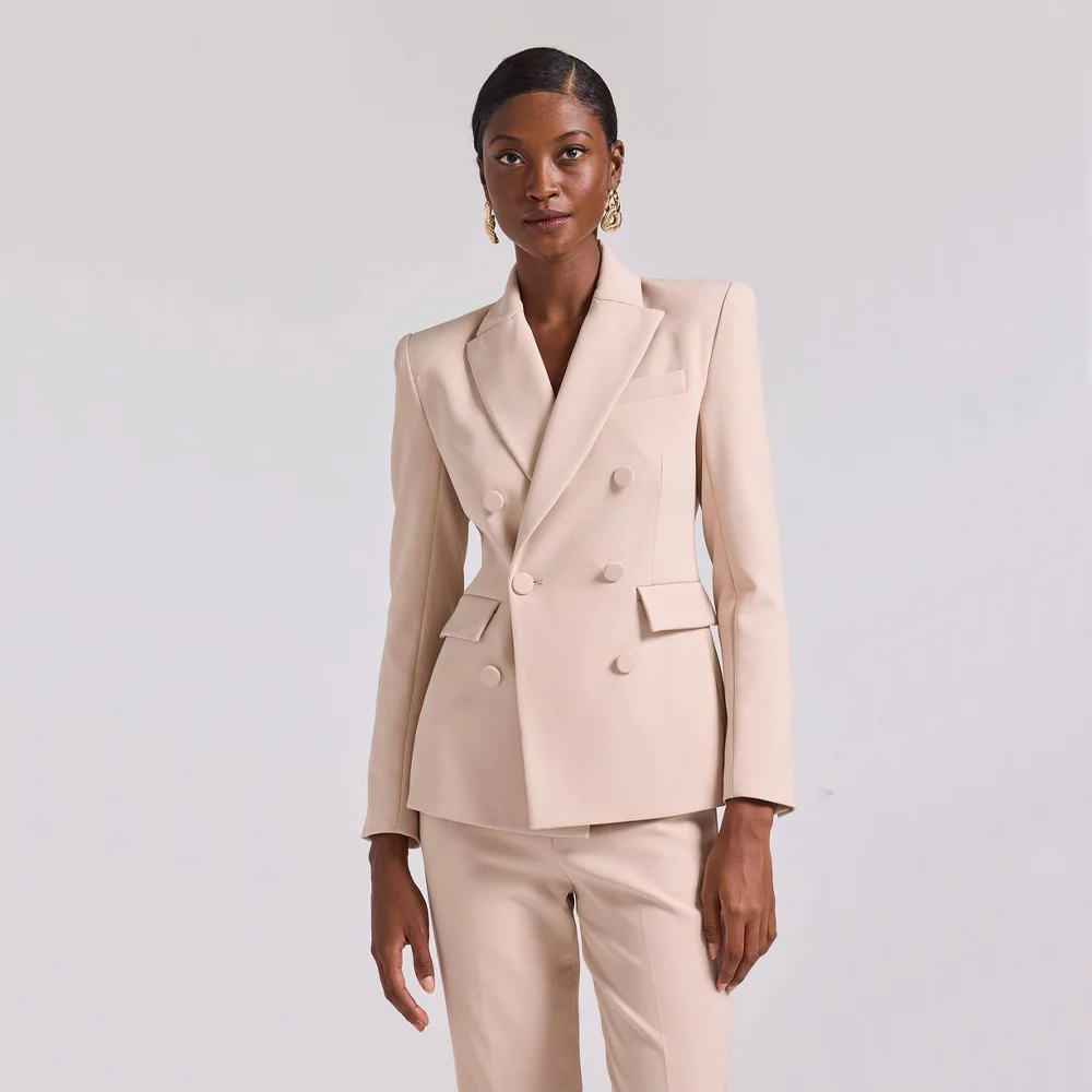 Top Trends: Business Suit For Women Suits Sets 2023 Women's Two-piece Suit Serge Double-breasted Slim Fit Chic And Elegant Woman Pants Set Shoppable Styles