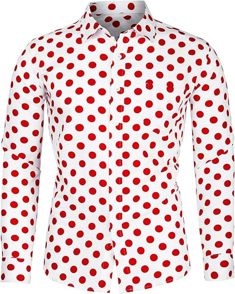 Top Trends: Stylish Men's Shirts 10 Colors Polka Dot Long Sleeve Slim Shirt Printed Lapel Button Long Sleeve Shirt Clothing Designer Design Shoppable Styles