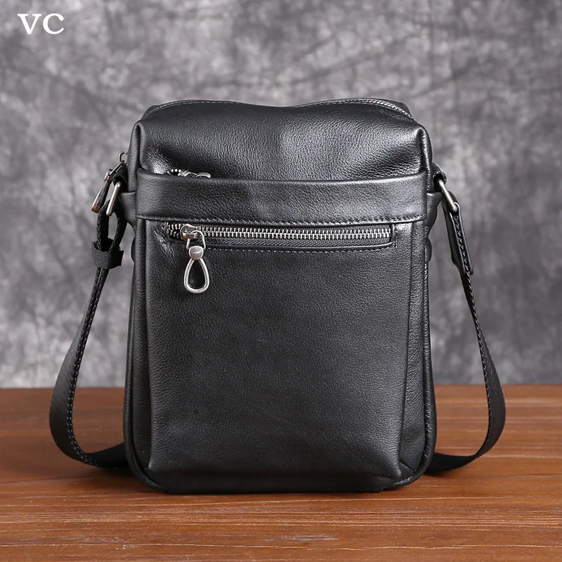 Top Trends: Men&#039;s Leather One-Shoulder Bow-Top Layer Cowhide Crossbody Bag Youth Casual Fashion Trend All Handcrafted Vertical Men&#039;s Bag Shoppable Styles