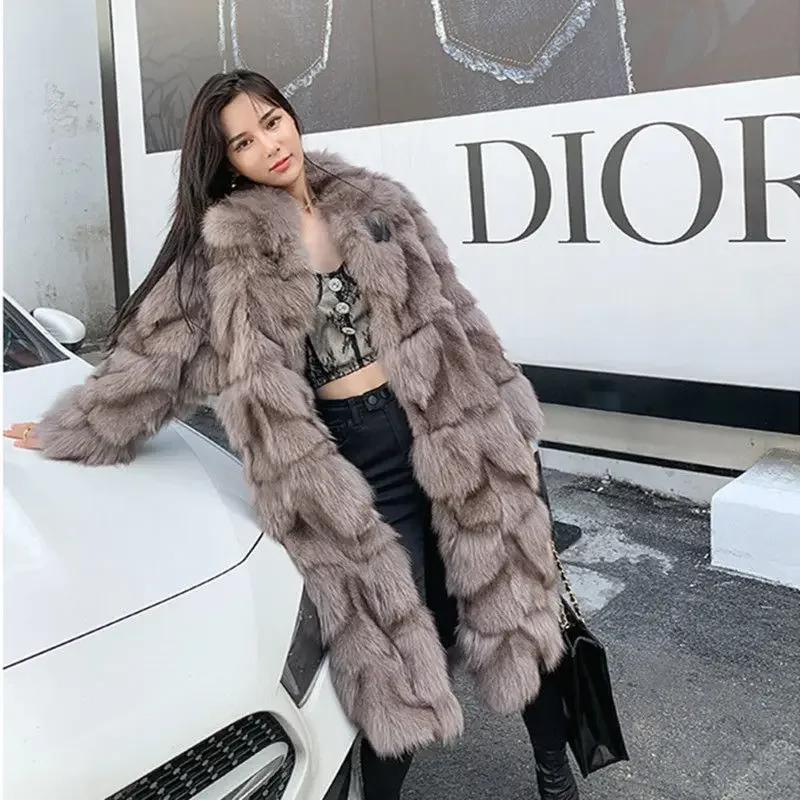 Top Trends: Winter Vintage Thick Warm Long Faux Fur Coat Women Fluffy Jacket Fur Fox Coat Korean Cardigan Loose Casual Outerwear Warm Tops Shoppable Styles