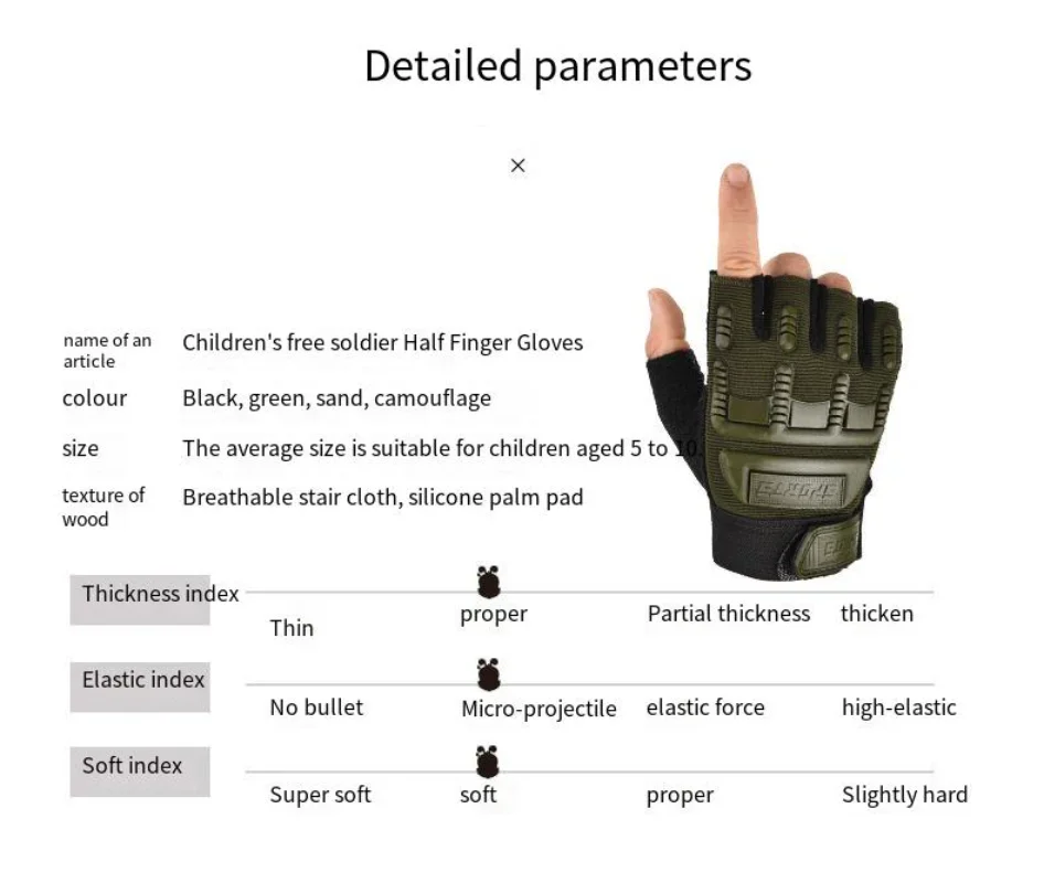 Top Trends: Kids Tactical Fingerless Gloves 5-10 Years Old Army Military Armed Combat Anti-Skid Sports Outdoor Half Finger Boys Girls Gloves Shoppable Styles - Image 6