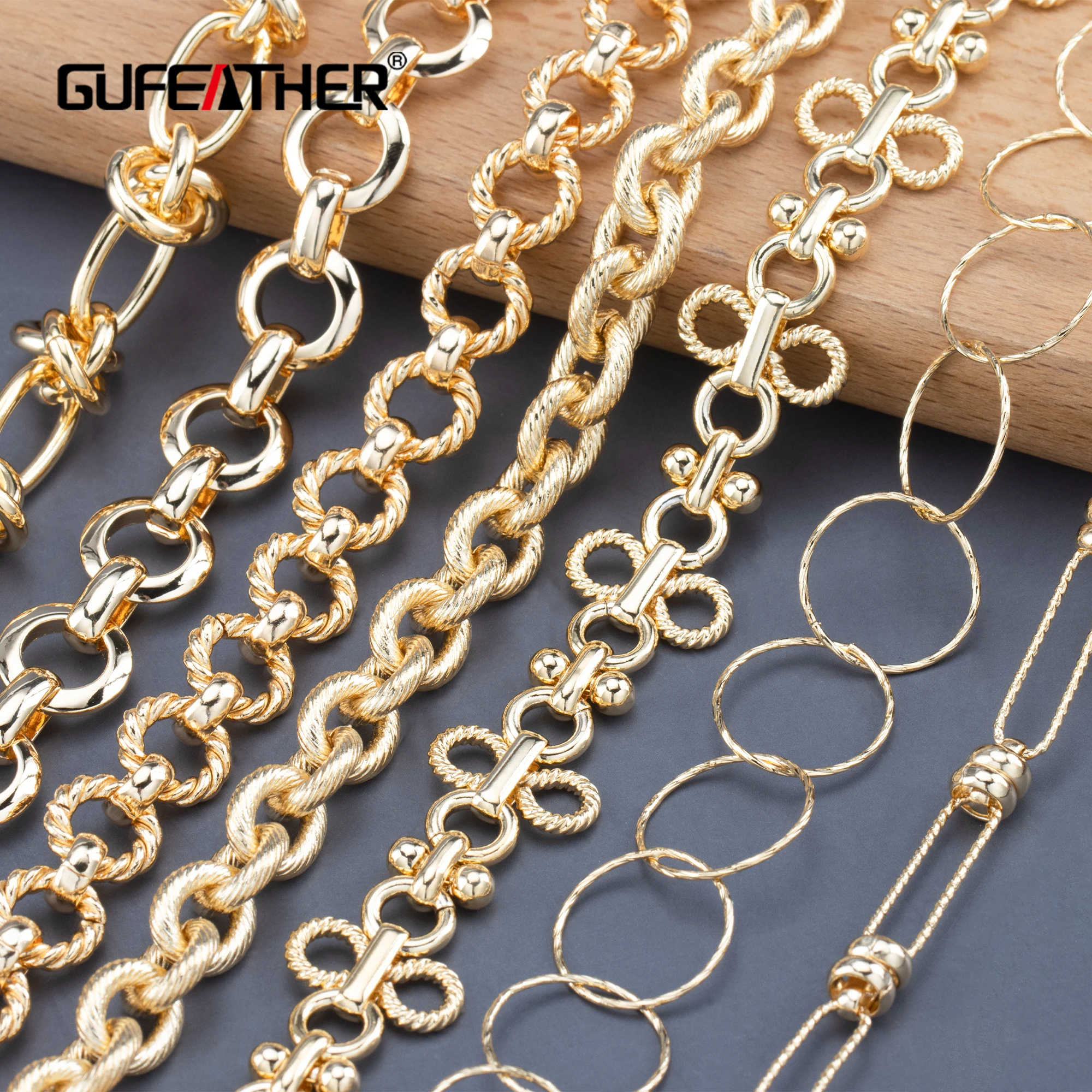 Top Trends: GUFEATHER C170, diy Chain, pass REACH, nickel Free, 18k Gold Plated, copper Metal, charms, diy Bracelet Necklace, jewelry Making, 1m / lot Shoppable Styles