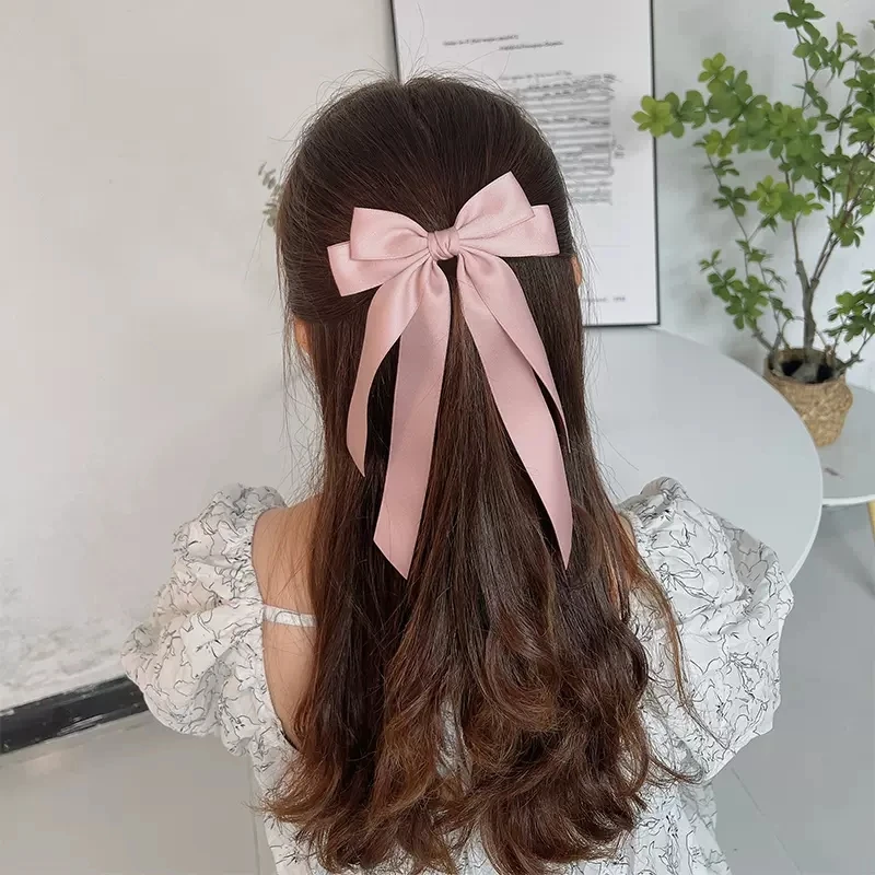 Top Trends: Lystrfac Fashion Fabric Ribbon Hair Bow Hairpin For Women Girls Hair Clips Black White Bow Top Clip Female Hair Accessories Shoppable Styles