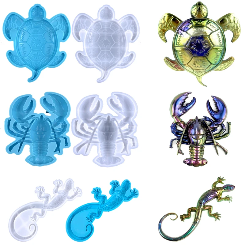 Top Trends: DIY Stereo Sea Turtle Lobster Gecko Crystal Epoxy Resin Mold 3D Animal Wall Hanging Decoration Desktop Ornament Silicone Mold Shoppable Styles