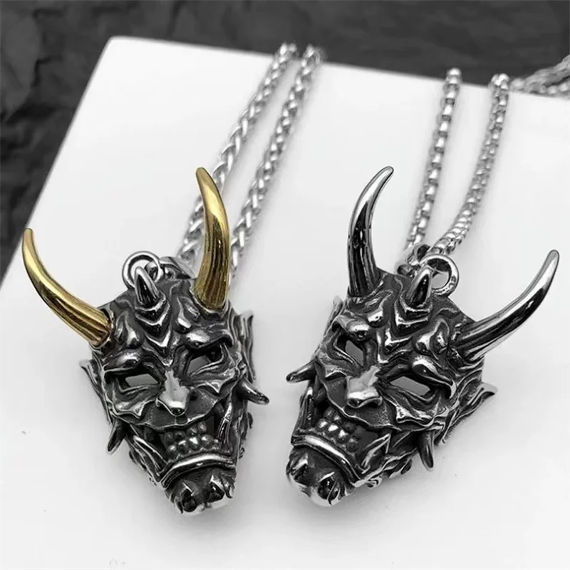 Top Trends: Exquisite Gothic Ghost Mask Pendant Necklace Men's Classic Retro Punk Hip Hop Rock Necklace Jewelry Horror Halloween Gift2022 Shoppable Styles