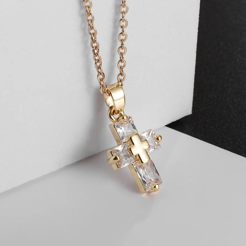 Top Trends: Exquisite Crystal Cross Pendant Necklace Women's Small Pendant Elegant Banquet Wedding Wear Religious Prayer Lucky Amulet Gift Shoppable Styles