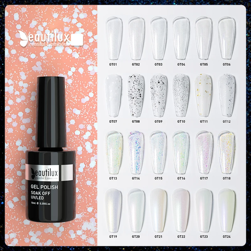 Top Trends: Beautilux Glitter Top Coat Matte Gloss Shimmer Sequins Egg Shell Snow Black Sand Starry Bling Unicorn Nail Gel Polish Finish Gel Shoppable Styles