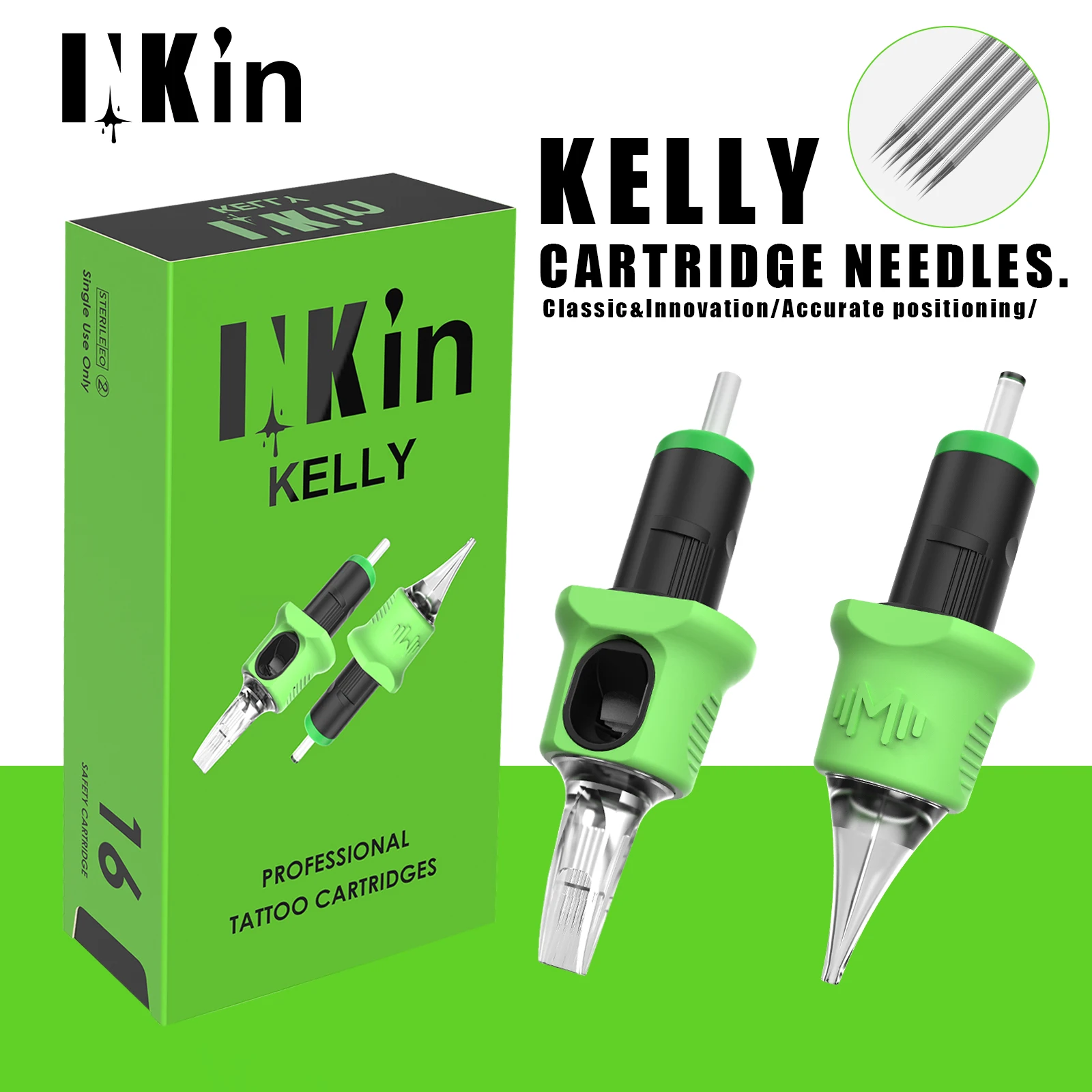 Top Trends: 16 Pcs INKIN Kelly Tattoo Cartridge Needles Finger Ledge Classic & Innovation Accurate Positioning Needles Liner Shader Thermal Shoppable Styles