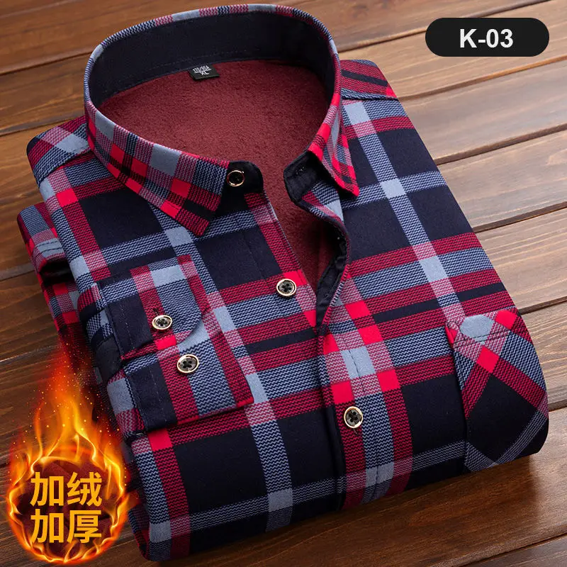 Top Trends: 2023 Men Fleece Shirt New Autumn Winter Male Long Sleeve Plaid Shirt Thick Fleece Lined Soft Casual Flannel Warm Dress Shirt 5XL Shoppable Styles