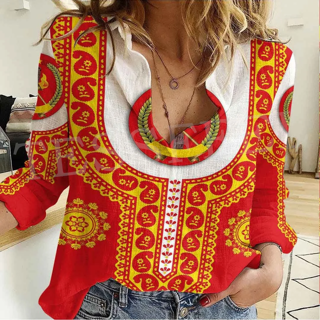 Top Trends: Africa County Ethiopia Eritrea Tigary Rasta Reggae Lion Tattoo Retro 3DPrint Button-Down Shirts Long Sleeve Women Casual Shirt A Shoppable Styles - Image 3