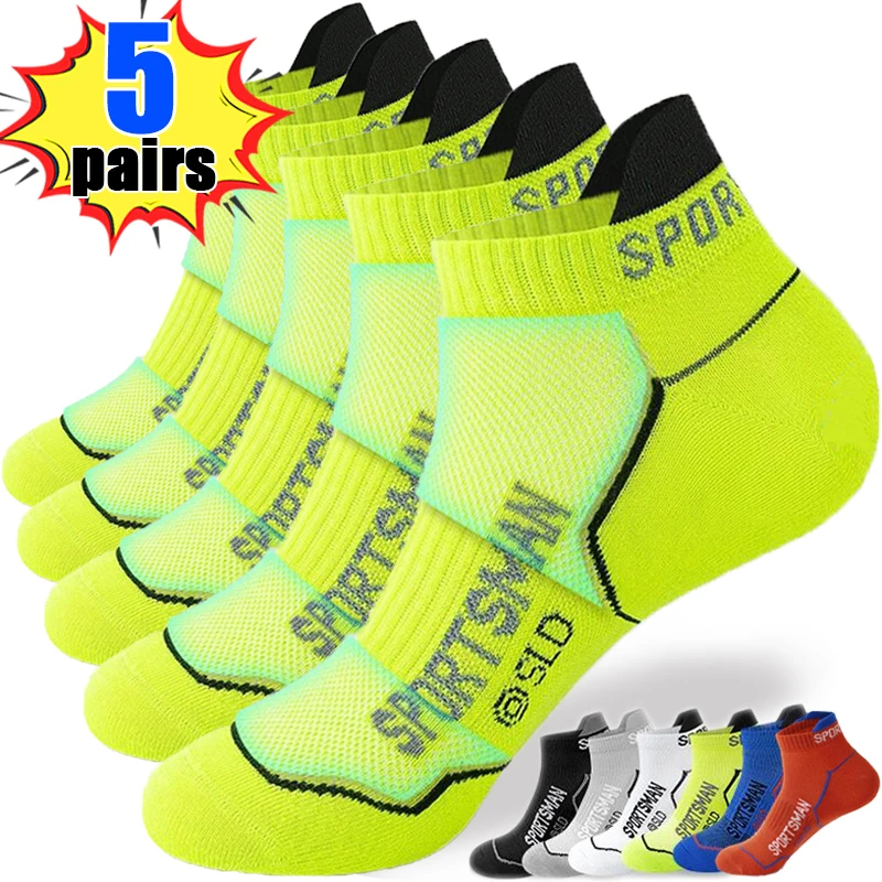 Top Trends: 1 / 5Pairs Summer Sports Socks Men Breathable Cotton Ankle Socks Deodorant Anti-slip Football Running Thin Cut Short Socks Sox Shoppable Styles