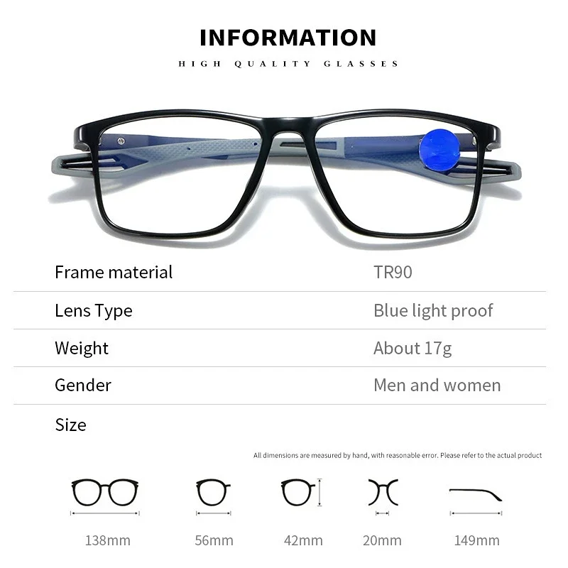 Top Trends: Ultralight TR90 Reading Glasses Anti Blue Light Sport Presbyopia Eyeglasses Women Men Unisex Optical Eyewear Diopters 0 To+ 4.0 Shoppable Styles - Image 6