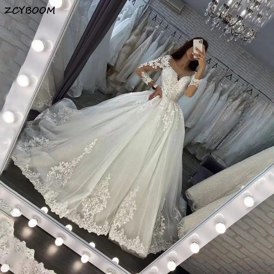 Top Trends: Elegant Ivory Ball Gown Lace Appliques Wedding Dresses 2024 Princess Sweetheart Long Sleeves Women Bridal Gowns Vestido De Noiva Shoppable Styles