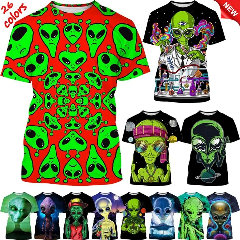 Top Trends: Summer New Alien 3D Printed T-shirt UFO Street Fashion Casual Unisex Tops Universe Hip Hop Round Neck Short Sleeve Shoppable Styles