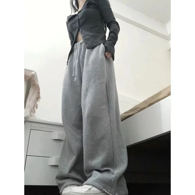 Top Trends: Deeptown Grey Sweatpants Korean Fashion Oversize Sports Pants For Women Wide Leg Casual Trousers Vintage Japanese Streetwear New Shoppable Styles