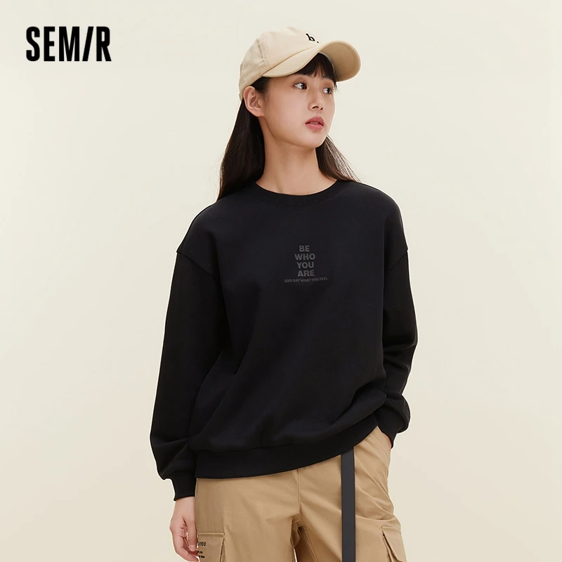 Top Trends: Semir Women Sweatshirt Loose Basic Style Lazy Spring 2023 Casual Round Neck Drop Shoulder Letter Bottom Hoodie Ins Trend Shoppable Styles