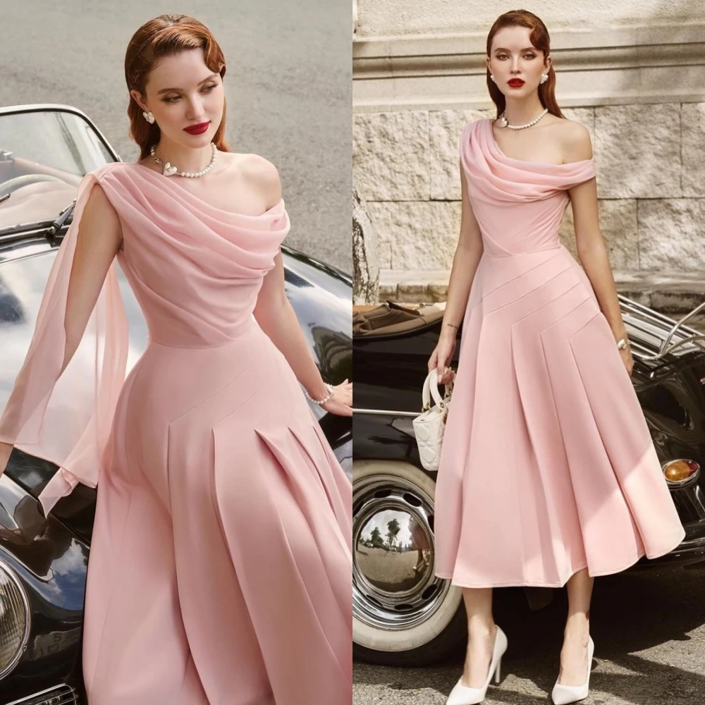 Top Trends: Women Prom Saudi Arabia Off-the-shoulder A-line Dress Formal Ocassion Gown Pleat Satin Birthday Dress For Women Shoppable Styles