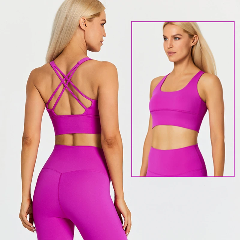 Top Trends: Naked Feel Yoga Set Women Fitness Sportswear 2 Piece Strappy Sports Bra High Waist Gym Leggings Workout Outfit Active Wear Shoppable Styles